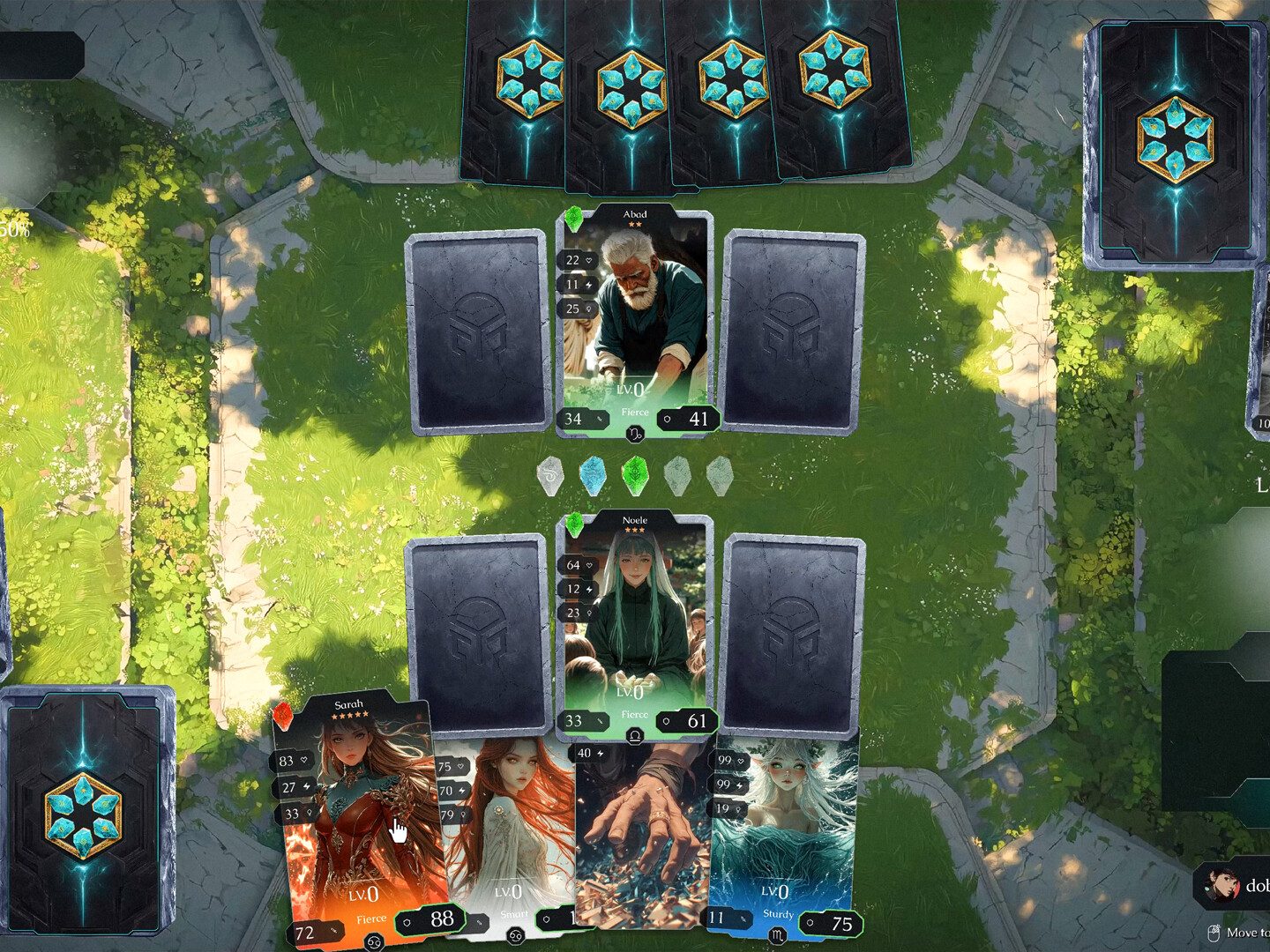 Card battle on the forest board