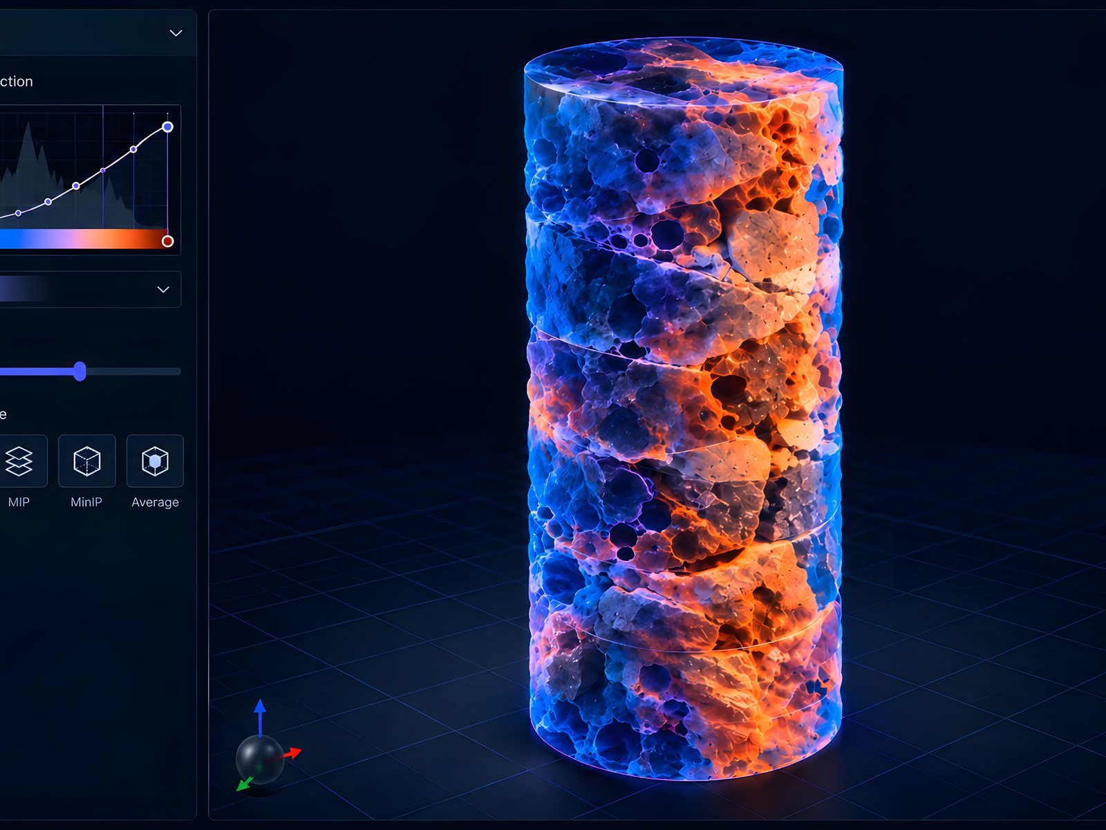 Concept of the volumetric render with a transfer function