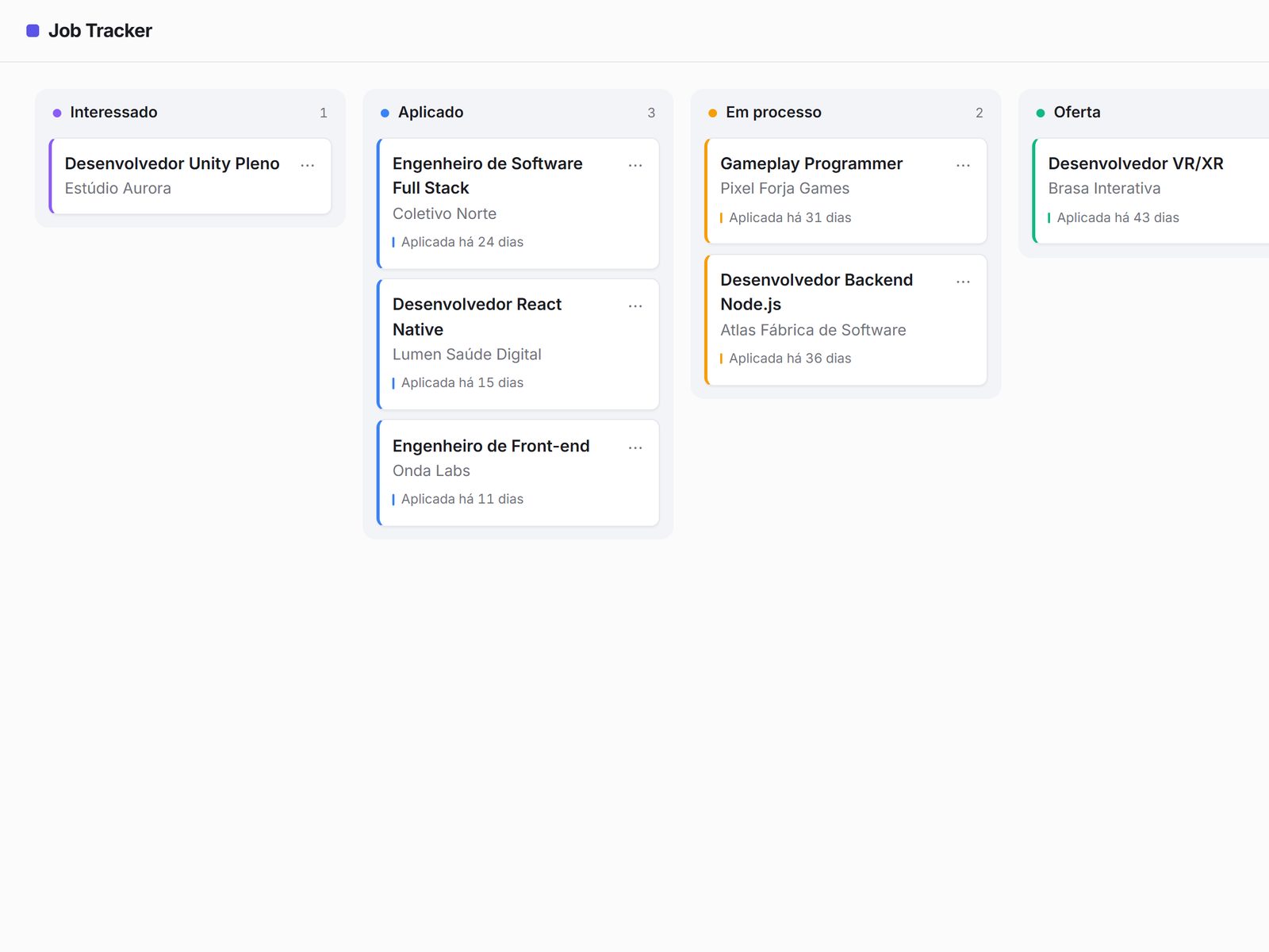 Kanban board in the light theme