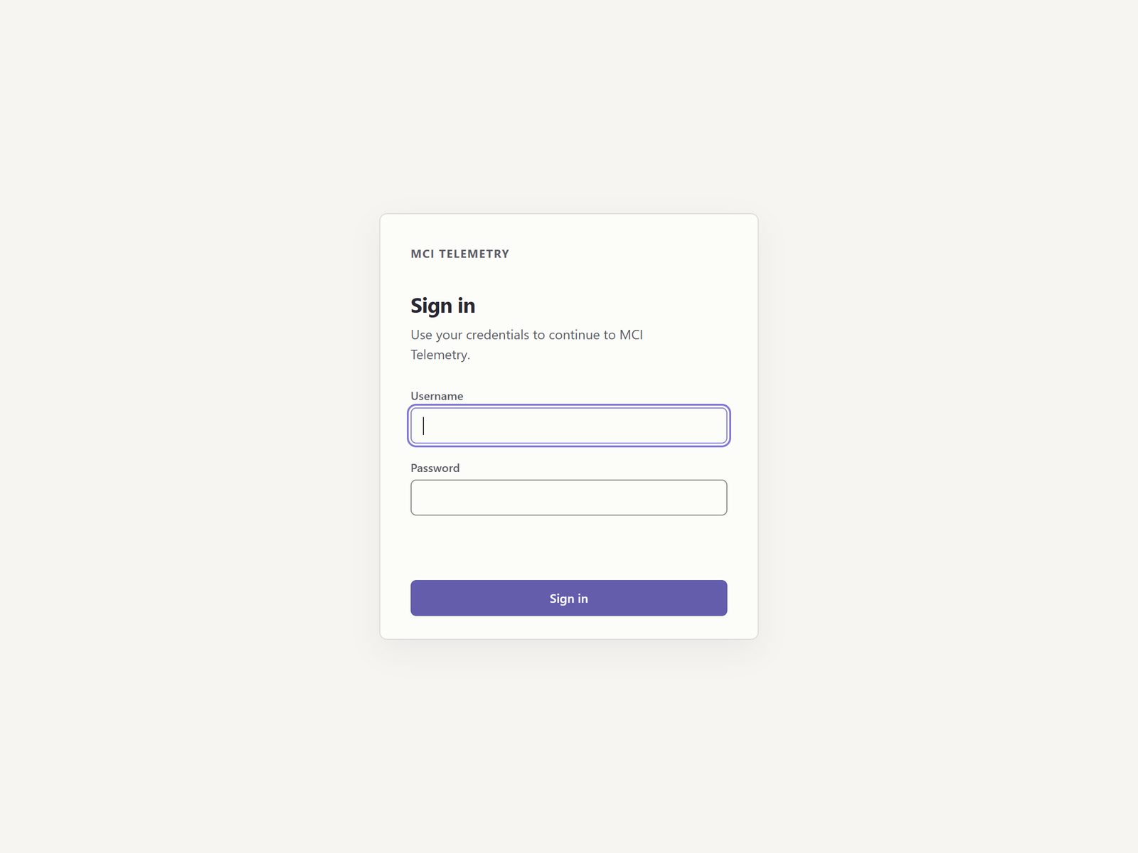 Sign-in screen
