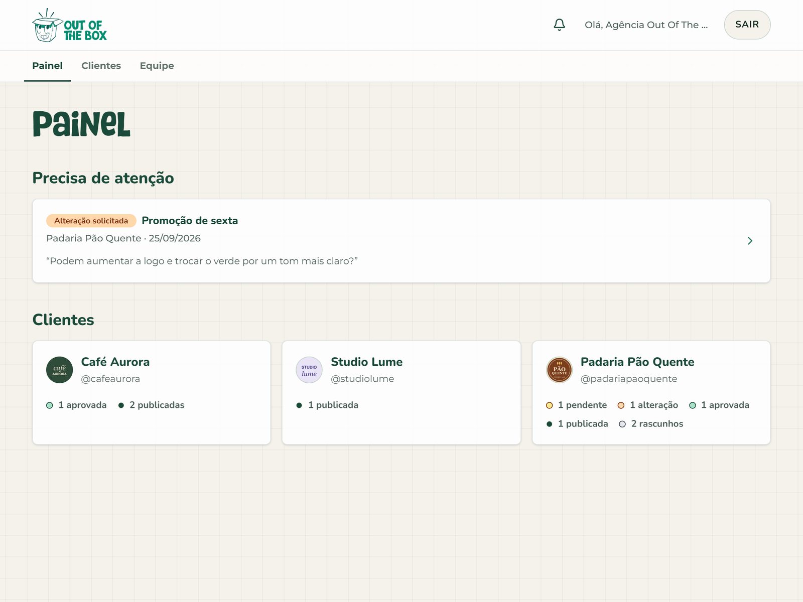 Agency dashboard