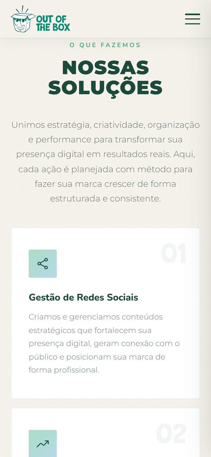 Services section on mobile